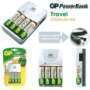 GP PowerBank TRAVEL Chargeur 2/5 heures - 4 batteries AA / 2700 mAh NiMH