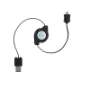 C�ble r�tractable avec sortie micro usb pour Blackberry Curve 8900