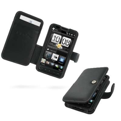 Etui cuir PDAIR  NOIR ouverture type book (3BHTH2B41) pour HTC HD2