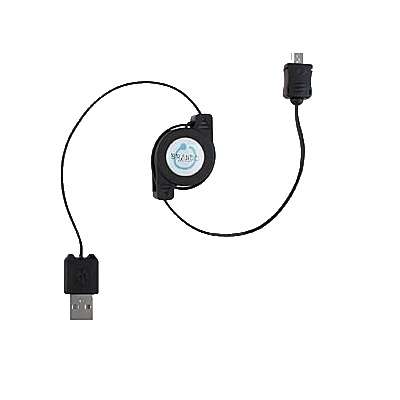 C&acirc;ble r&eacute;tractable avec sortie micro usb pour HTC HD mini