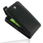 Etui - housse Cuir Noir PDAIR Type Flip Top (ouverture vers le bas) (3BHTTAT41) pour HTC Titan