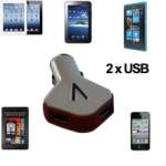 Tomtom one 330 - Chargeur allume-cigare - 12 V - 24V - double USB - Blanc et rouge -  2 x 2.1 A