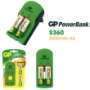GP PowerBank S360 Chargeur lent - 2 piles rechargeables AA / 2500 mAh NiMH 