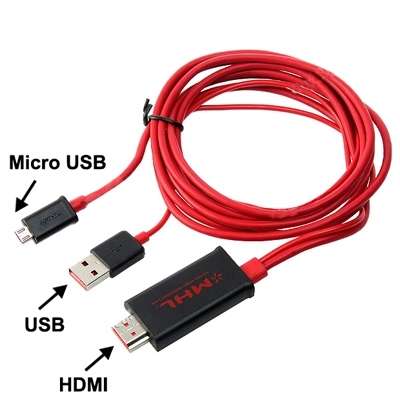 Adaptateur micro USB vers HDMI male- cable 2 metres - MHL standard
